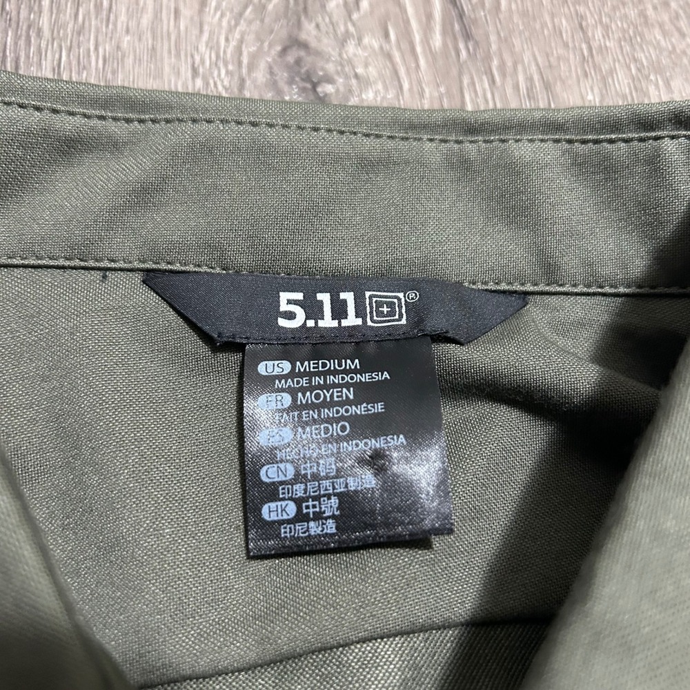 5.11 Tactical Button Down Jefferson Shirt Medium Green Long Sleeve Outdoor Duty - Picture 5 of 9